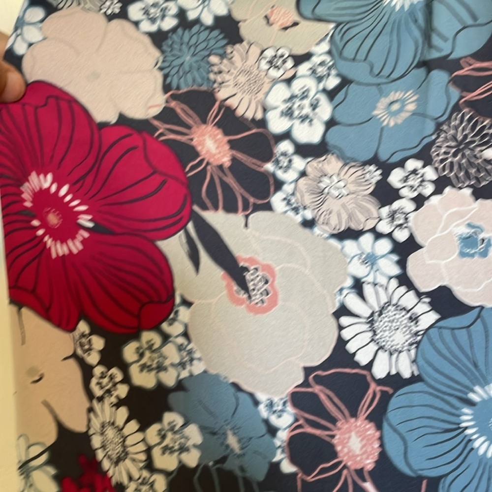 Women’s L LOFT Pink/gray Floral Tank. Lined flowy T back. Peek-a-boo bust - Picture 7 of 11